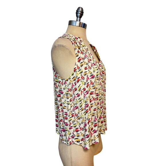 Anthropologie Maeve Emma Vespa Print Sleeveless Blouse Size 4 - Picture 3 of 6